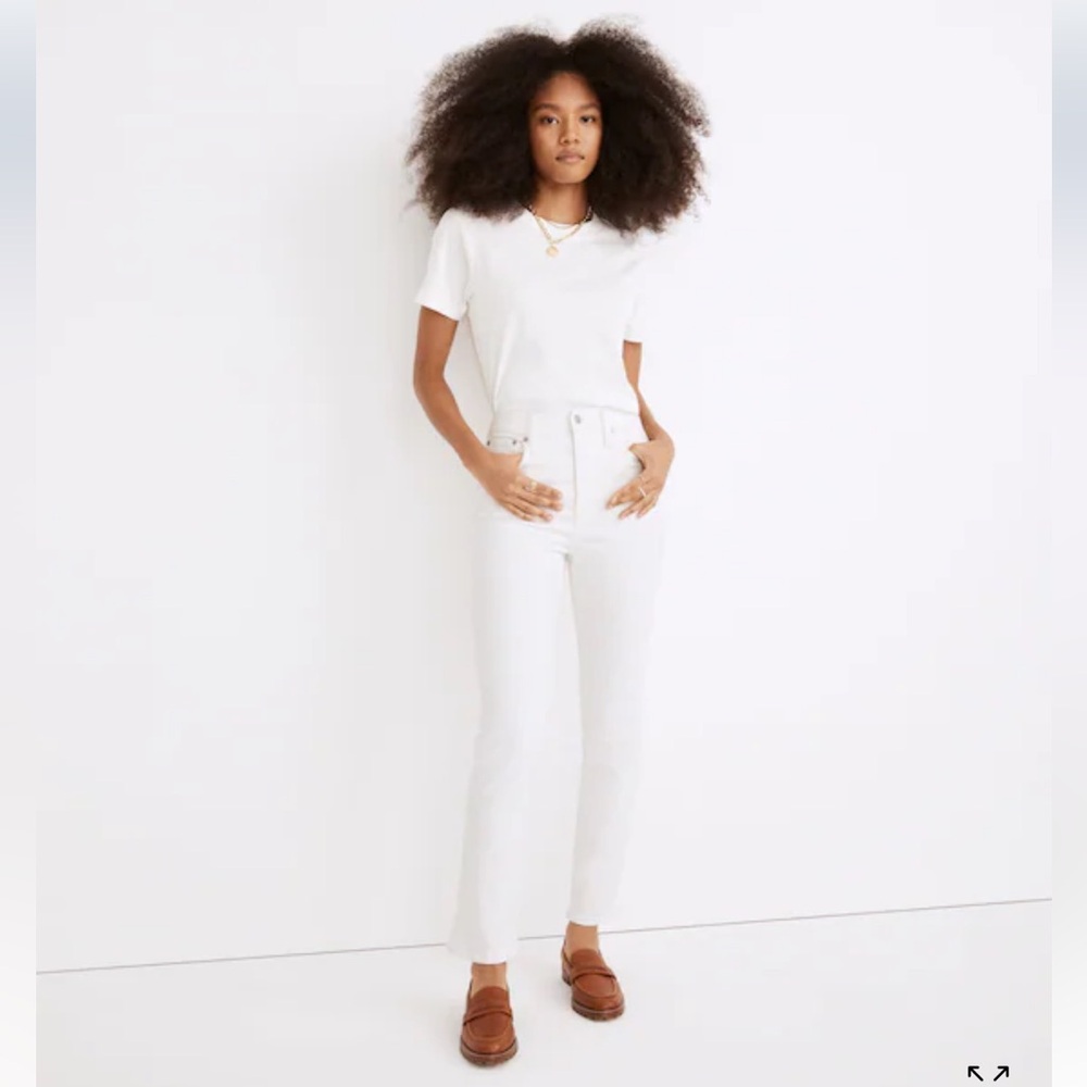 Madewell The Perfect Vintage Jean Straight Leg Tile White High Rise Size 32 NWOT